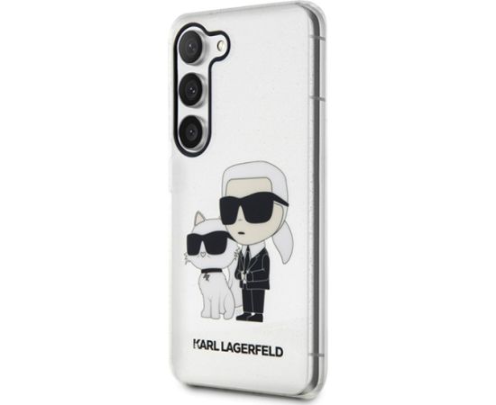 Karl Lagerfeld IML Glitter Karl and Choupette NFT Case for Samsung Galaxy S23+ Transparent