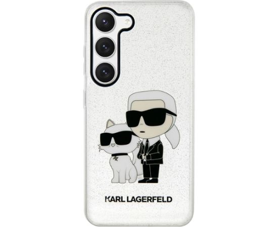 Karl Lagerfeld IML Glitter Karl and Choupette NFT Case for Samsung Galaxy S23+ Transparent