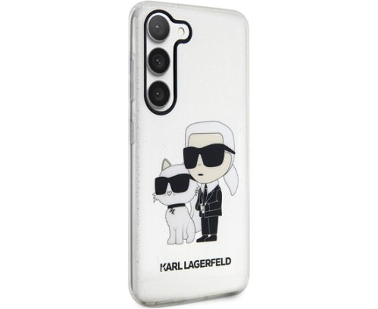 Karl Lagerfeld IML Glitter Karl and Choupette NFT Case for Samsung Galaxy S23+ Transparent