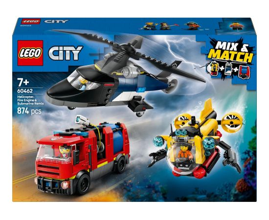 Lego City Zestaw z helikopterem, wozem strażackim i łodzią podwodną (60462)