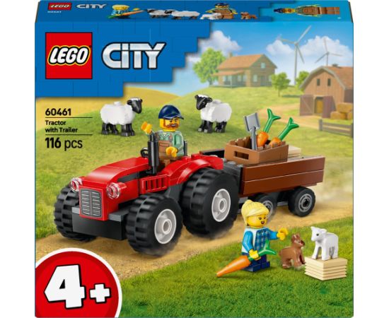 Lego City Czerwony traktor z przyczepą i owcą (60461)