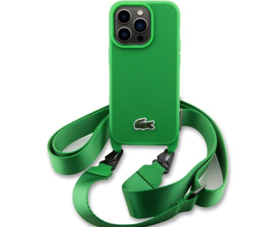 Lacoste Iconic Petit Pique Crossbody Woven Logo maciņš priekš iPhone 15 Pro zaļš