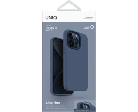 UNIQ etui Lino Hue iPhone 15 Pro 6.1" Magclick Charging granatowy|navy blue