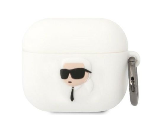 Karl Lagerfeld 3D Logo NFT Karl Head Silicone Case for Airpods 3 White