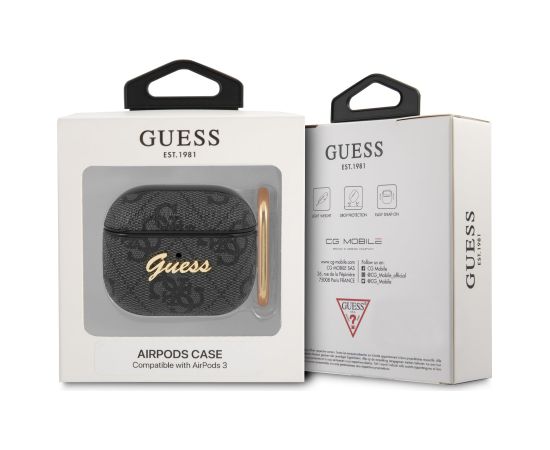 GUA34GSMK Guess 4G Script PC|PU Силиконовый чехол для наушников Apple Airpods 3 серый