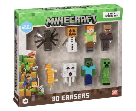 P.m.i. Kids World MINECRAFT 3D ERASERS - 8 PACK DELUXE BOX VER.B