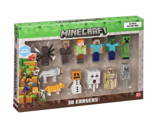 P.m.i. Kids World MINECRAFT 3D ERASERS - 12 PACK DELUXE BOX