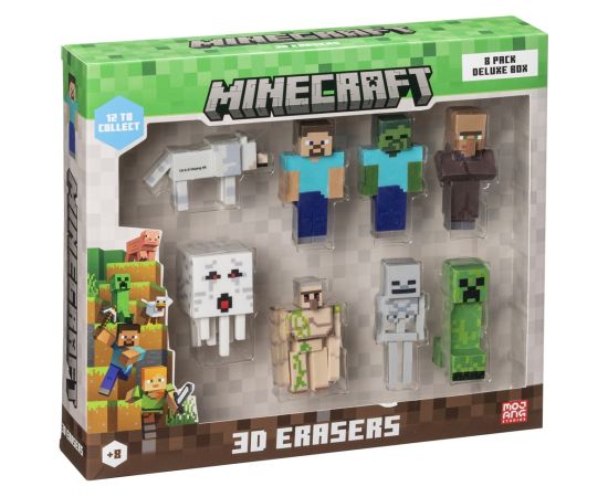 P.m.i. Kids World MINECRAFT 3D ERASERS - 8 PACK DELUXE BOX VER.A