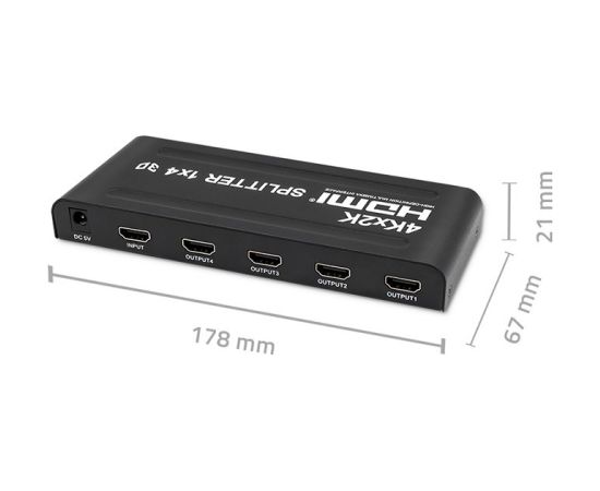 Qoltec 51798 Active HDMI Splitter 4 x HDMI 4K x 2K | 3.4Gb/s