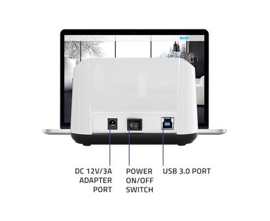 Qoltec 50309 HDD SSD 2.5" 3.5" docking station | SATA III | USB 3.0 | Super speed 5Gb/s | with Clonning function