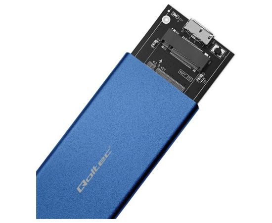 Qoltec 51832 Enclosure | M.2 SSD drive | SATA | NGFF| USB 3.0 | Super speed 5Gb/s | 2TB | Blue