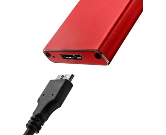 Qoltec 51831 Enclosure | M.2 SSD drive | SATA | NGFF| USB 3.0 | Super speed 5Gb/s | 2TB | Red