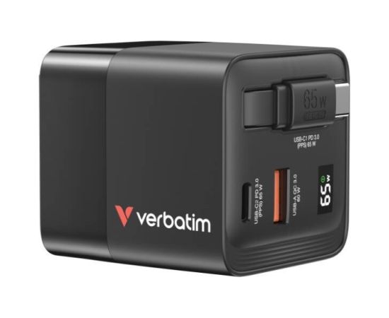 Verbatim 32217 GaN Зарядка 65W 2x USB-C / USB-A + Aдаптер