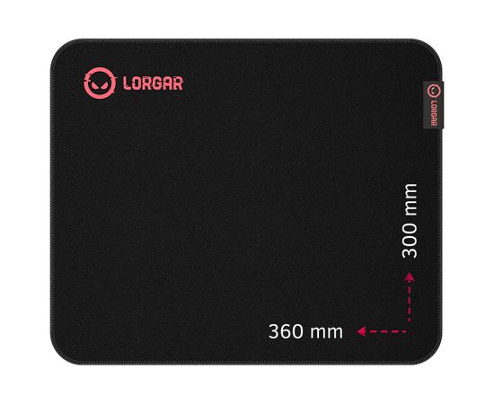 Lorgar Main 323, Gaming mouse pad, Precise control surface, Red anti-slip rubber base, size: 360mm x 300mm x 3mm, weight 0.21kg