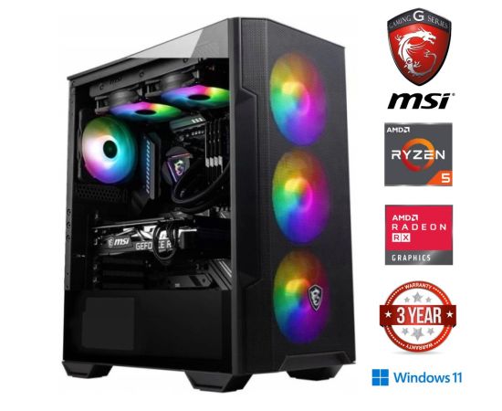 Gaming dators Ryzen 5 5600G 16GB 1TB SSD 1TB HDD RX580 8GB Windows 11 [CLONE]