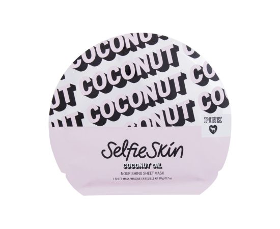 Pink Selfie Skin / Coconut Oil Sheet Mask 1pc W / Face Mask