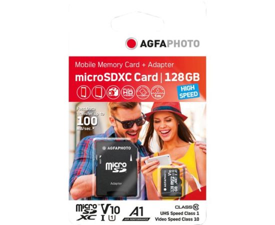 AgfaPhoto MicroSDXC UHS-I  128GB High Speed Class 10 U1 V10