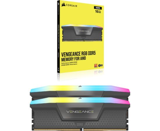 Corsair DDR5 - 32GB - 5600 - CL - 40 (2x 16 GB) dual kit, RAM (gray, CMH32GX5M2B5600Z40, Vengeance RGB, AMD EXPO)