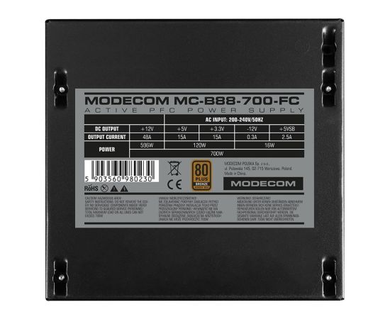 MODECOM Power Supply MC-B88-700-FC 80+ BRONZE 230V EU 700W BULK