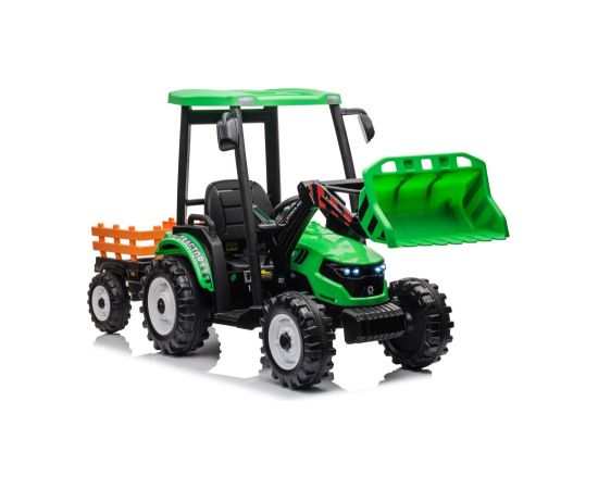 Lean Cars Hercules Battery-Powered Tractor With Trailer, Green 24V