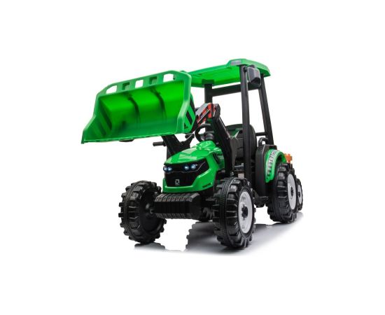 Lean Cars Hercules Battery-Powered Tractor With Trailer, Green 24V