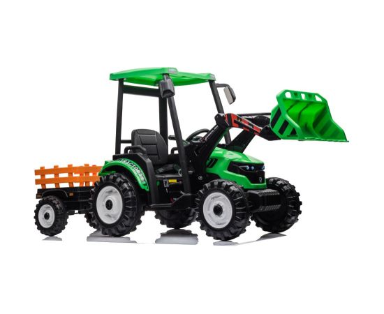 Lean Cars Hercules Battery-Powered Tractor With Trailer, Green 24V