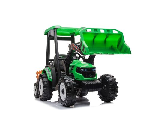 Lean Cars Hercules Battery-Powered Tractor With Trailer, Green 24V