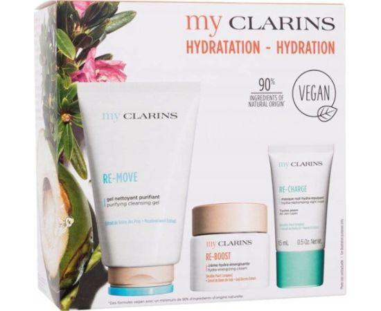 Clarins CLARINS SET (RE-MOVE DETOXIFY DERMO-CLEANSIING GEL 125ML +  RE-BOOST HYDRA-ENERGIZING CREAM 50ML + RE-CHARGE DETOX-REPLUMPING NIGHT MASK 15ML)