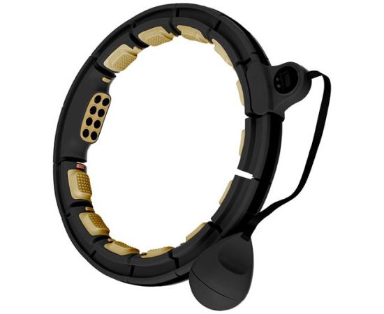 Vingrošanas aplis ar skaitītāju HHM13 NEW HULA HOOP BLACK/GOLD MAGNETIC WITH WEIGHT + COUNTER HMS