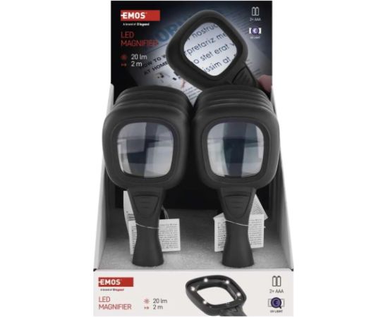 Emos Rokas lupa ar LED/UV apgaismojumu, 20lm, 5x LED + 1x UV, 1vnt