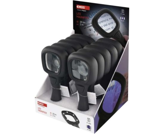 Emos Rokas lupa ar LED/UV apgaismojumu, 20lm, 5x LED + 1x UV, 1vnt