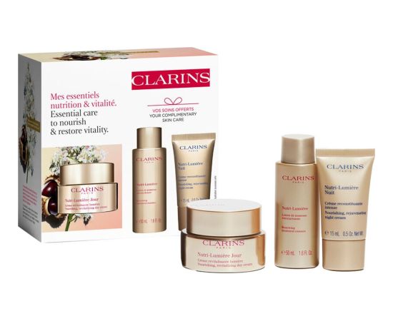 Clarins CLARINS SET (NUTRI-LUMIERE DAY CREAM 50ML + NUTRI-LUMIERE RENEWING TREATMENT ESSENCE 50 ML + NUTRI-LUMIERE NIGHT CREAM 15ML)