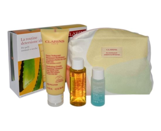 Clarins CLARINS SET (FOAMING CLEANSER 125 ML + LOTION 50 ML + DEMAQUILLANT EXPRESS YEUX 30 ML + COSMETICS BAG)