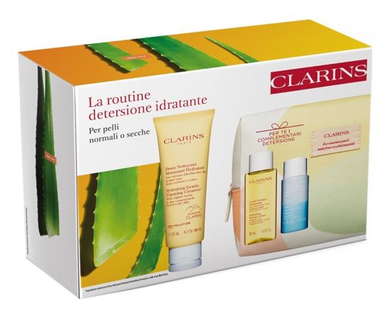 Clarins CLARINS SET (FOAMING CLEANSER 125 ML + LOTION 50 ML + DEMAQUILLANT EXPRESS YEUX 30 ML + COSMETICS BAG)