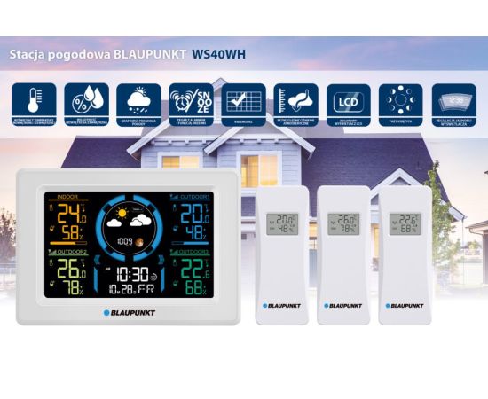 BLAUPUNKT WS40WH Meteoroloģiskā stacija ar ārējo sensoru