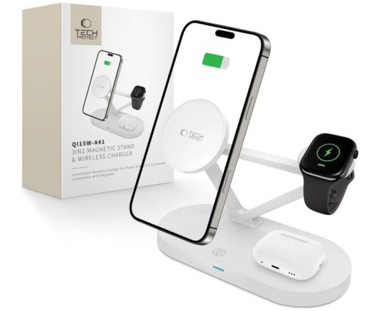 Tech-Protect wireless charger A41 3in1 QI15W, white