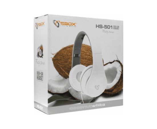 Sbox HS-501 Blackberry White austiņas ar vadu