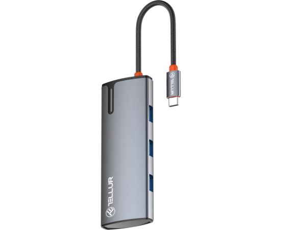 Tellur USB-C hub, PD 3.0 100W, HDMI, 3xUSB 3.0 grey