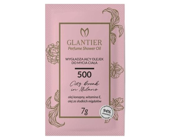 GLANTIER 500 PERFUME SHOWER OIL SAMPLE 7g - Ķermeņa dušas eļļa gludai ādai sievietēm