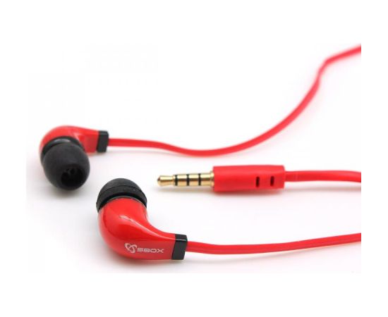 Sbox Stereo Earphones With Microphone EP-038 Red austiņas ar vadu