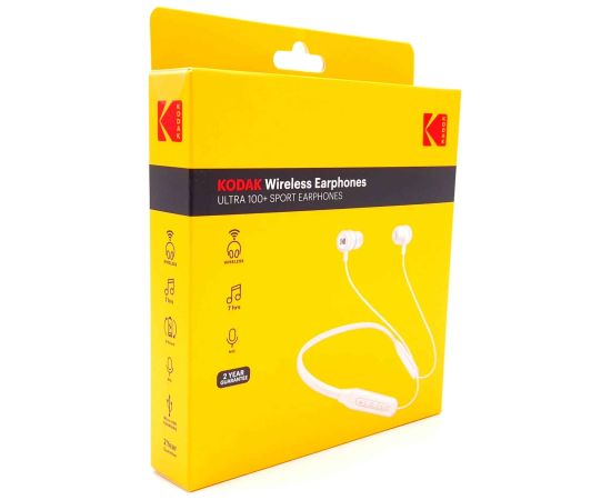 Kodak Ultra 100+ wireless sport earphones White Bezvadu austiņas