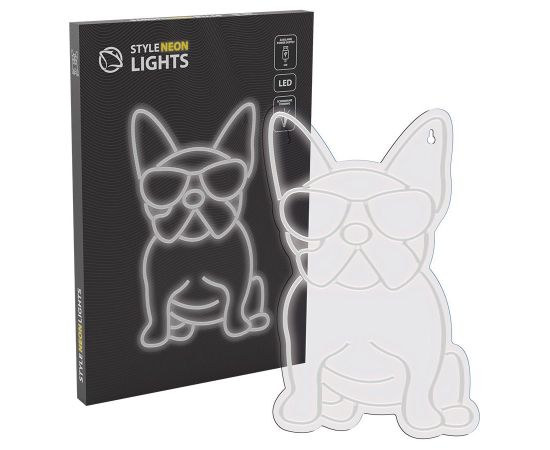 Manta SNL66WH Style Neon Lights Dog French Bulldog white LED gaismas lenta