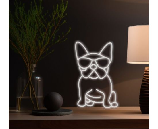 Manta SNL66WH Style Neon Lights Dog French Bulldog white LED gaismas lenta