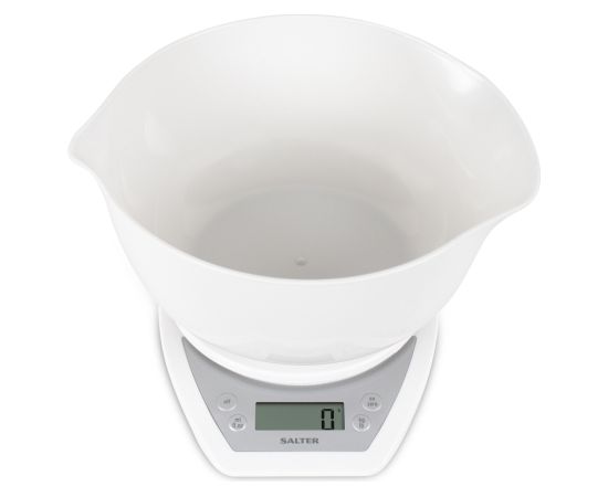 Salter 1024 WHDR14 Digital Kitchen Scales with Dual Pour Mixing Bowl White Virtuves svari