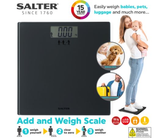 Salter SA00300 GGFEU16 Add and Weigh Scale Black Ķermeņa svari