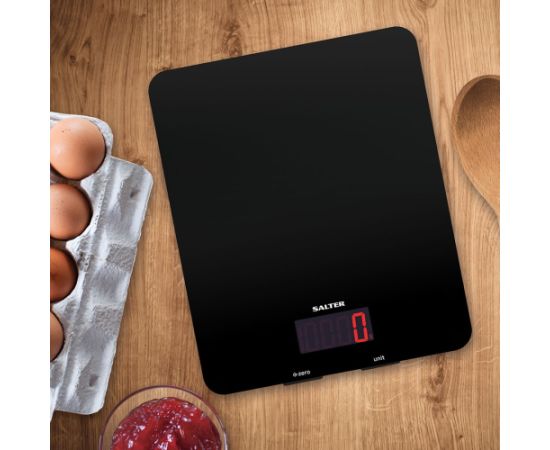 Salter 1150 BKDR 5kg Glass Electronic Kitchen Scales - Black Virtuves svari