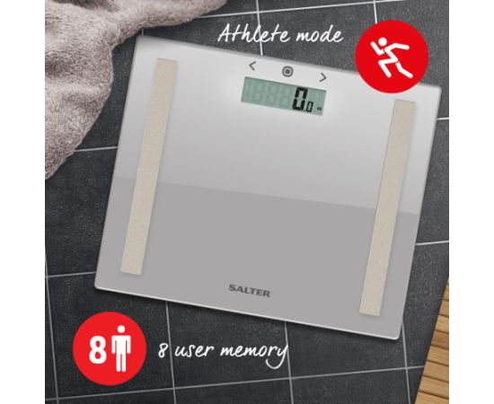 Salter 9113 SV3RAREU16 Compact Glass Analyser Bathroom Scales - Silver Ķermeņa svari