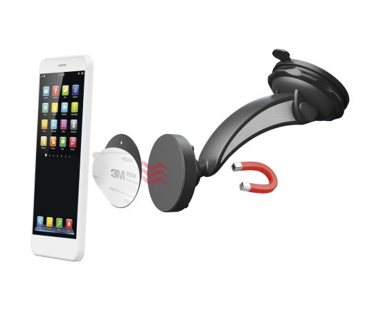 Hama 00201512 Magnet Car Mobile Phone Holder with Suction Cup, 360 Rotation Universal