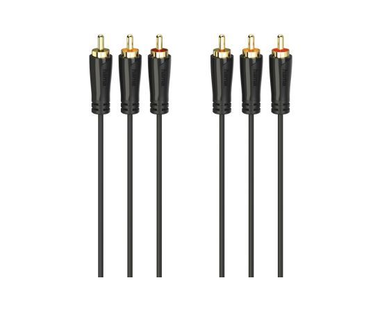 Hama 00205151 Audio/Video Cable, 3 RCA plugs - 3 RCA plugs, gold-plated 3m