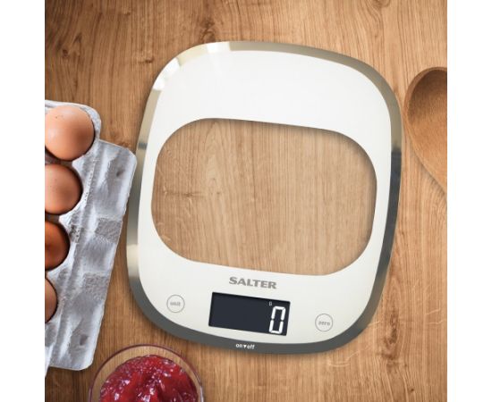 Salter 1050 WHDR White Curve Glass Electronic Digital Kitchen Scales Virtuves svari